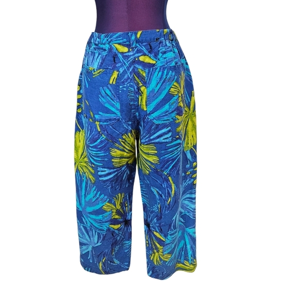 Vintage Chico's Blue & Green Linen Blend Tropical Capri Pants Size XS Women‎ W11 - Picture 6 of 11
